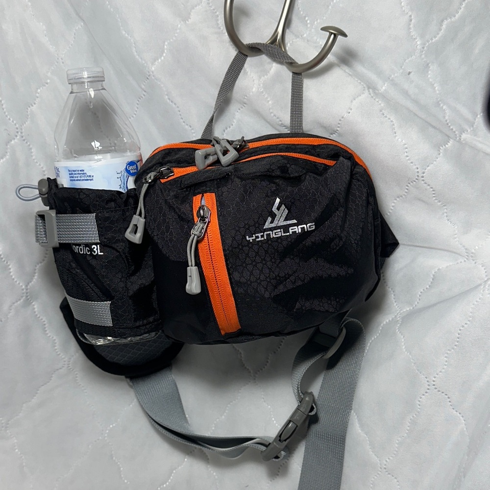Black and Orange Men's Belt Bag